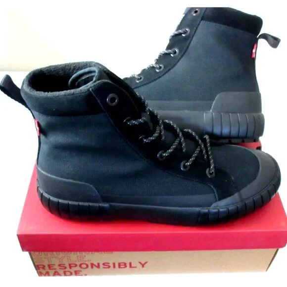 Levi's Strauss Men's La Paz 2.0 Lace Up Canvas Casual Boots All Black NIB - Picture 2 of 6